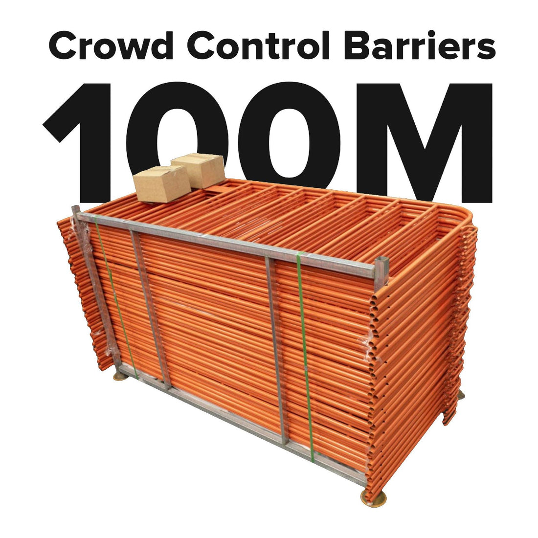 100m Pack of 2.2m Orange Crowd Control Barriers