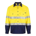 Norss HiVis Two Tone - Reflective Cotton Drill Shirt Yellow Navy Long Sleeve 2.1 kg Yellow/Navy