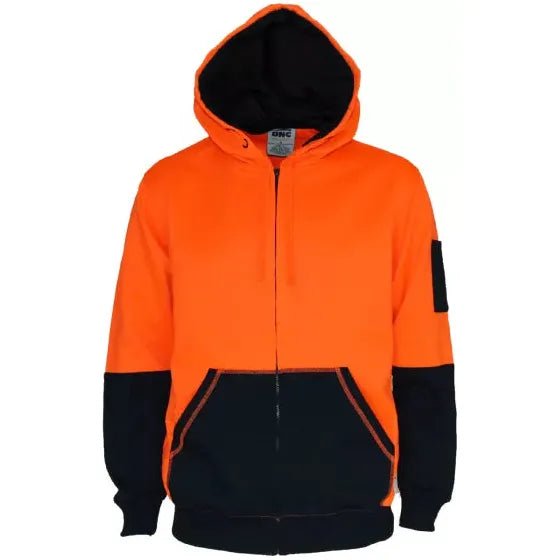 DNC 3722 300gsm Sloppy Joe Super Fleecy Full Zip Hoodie Orange Navy 2.1 kg Orange/Navy