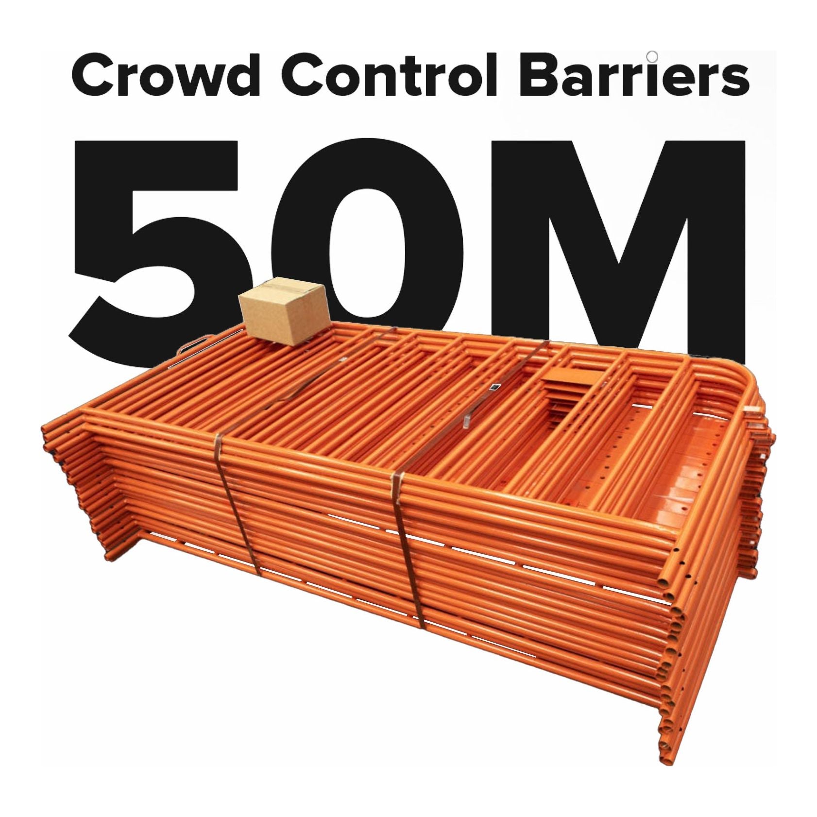 50m Pack of 2.2m Orange Crowd Control Barriers 999 kg