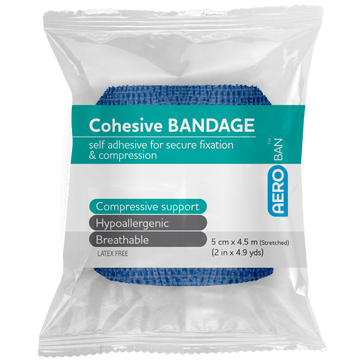 AEROBAN Blue Cohesive Bandage 5.0cm x 4.5M Wrap/12