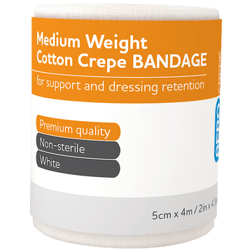 AEROCREPE Medium Cotton Crepe Bandage 5cm x 4M Wrap/12