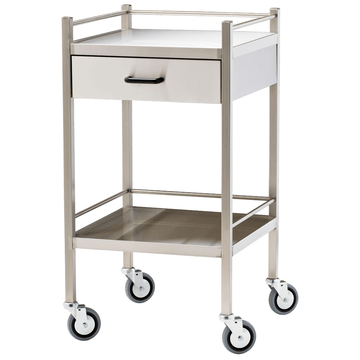 Small Stainless Steel Trolley with Drawer 50 x 50 x 97cm