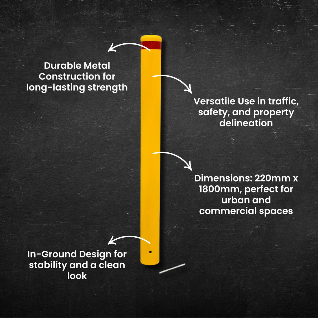 Bollard - Inground - 220mm Dia. x 1800mm H 112 kg