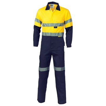 DNC 3955 190gsm Hoop Reflective Cotton Drill Coveralls Orange Navy 2.1 kg Orange/Navy