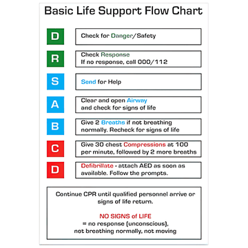 AEROGUIDE CPR Flow Chart Card 10 x 14cm