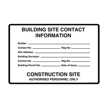 Construction Site Sign - Contact Information