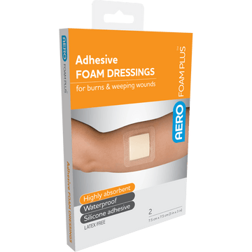 AEROFOAM PLUS Adhesive Foam Dressings 7.5 x 7.5cm Box/2