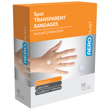 AEROPLAST Transparent Spot Dressings 2.25 x 2.25cm Box/50