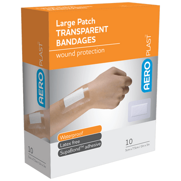 AEROPLAST Transparent Large Patch 7.5 x 5cm Box/10