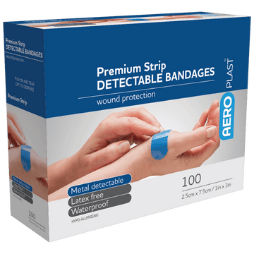 AEROPLAST Premium Detectable X-Wide Strip 7.5 x 2.5cm Box/100