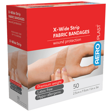 AEROPLAST Premium Fabric X-Wide Strip 7.5 x 2.5cm Box/50