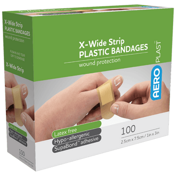 AEROPLAST Plastic X-Wide Strip 7.5 x 2.5cm Box/100