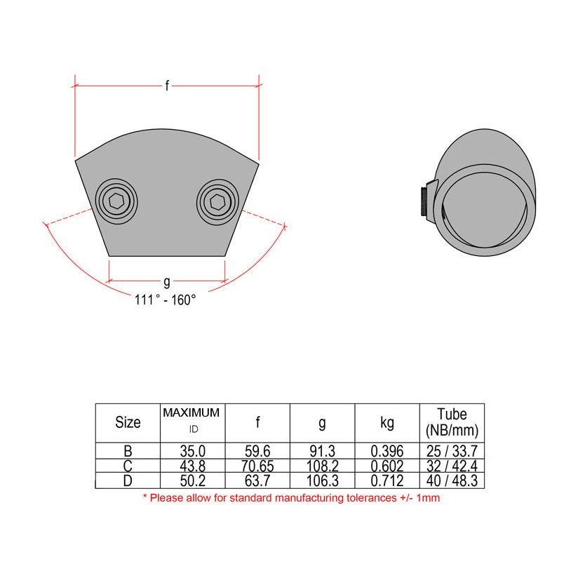 CopeRail 124 - Variable Obtuse Elbow