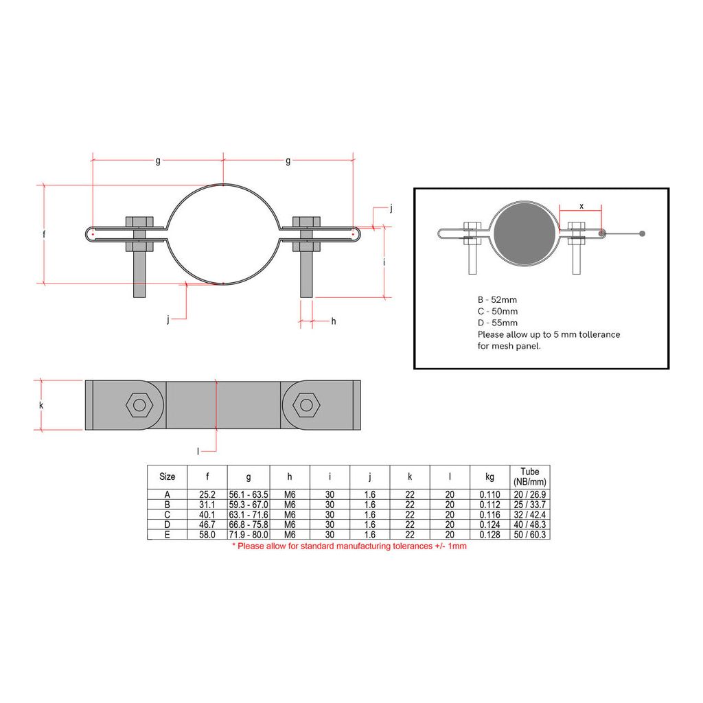 CopeRail 171 - Double Panel Mesh Clip
