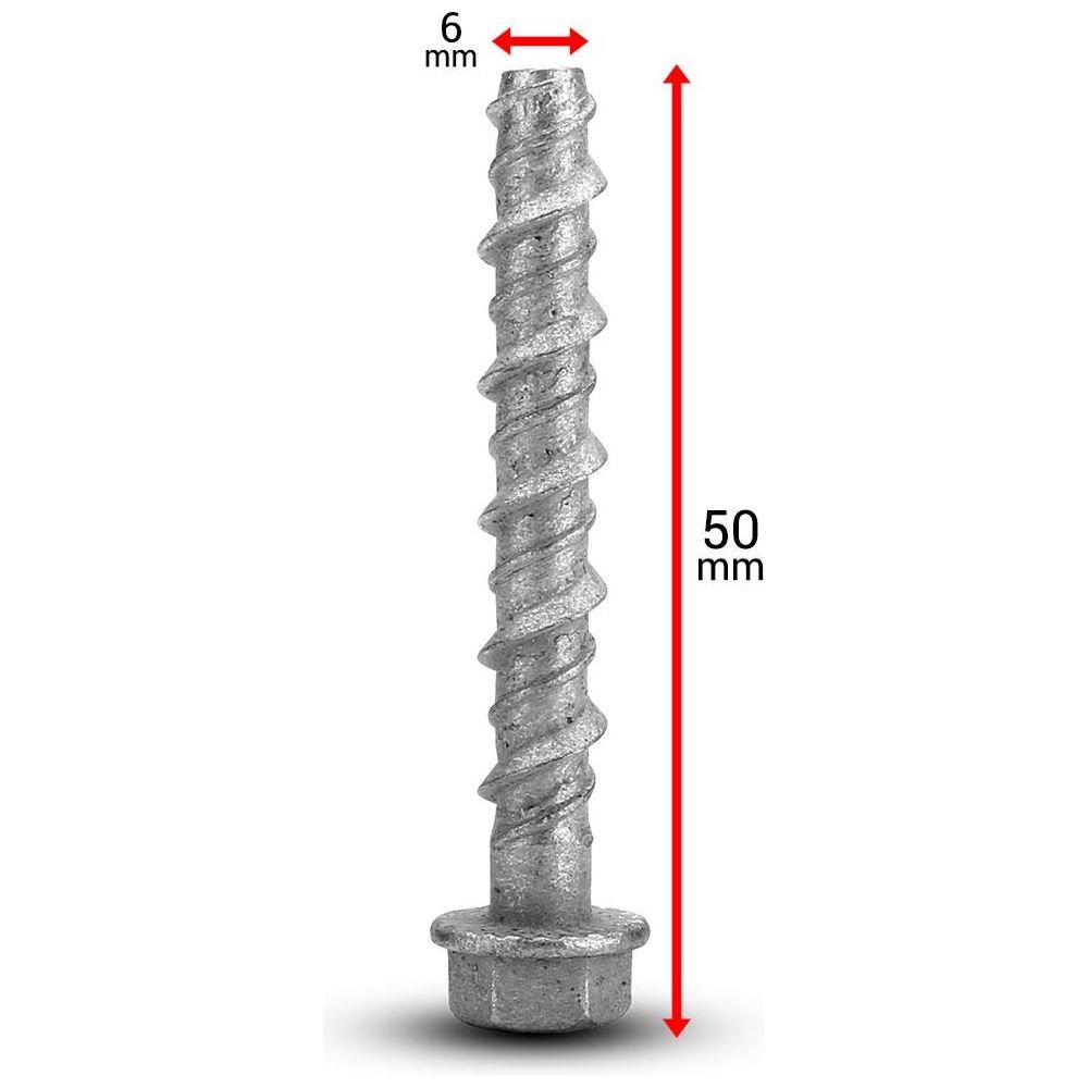 Screw Bolt - Galvanised - 6 x 50mm 0.175 kg