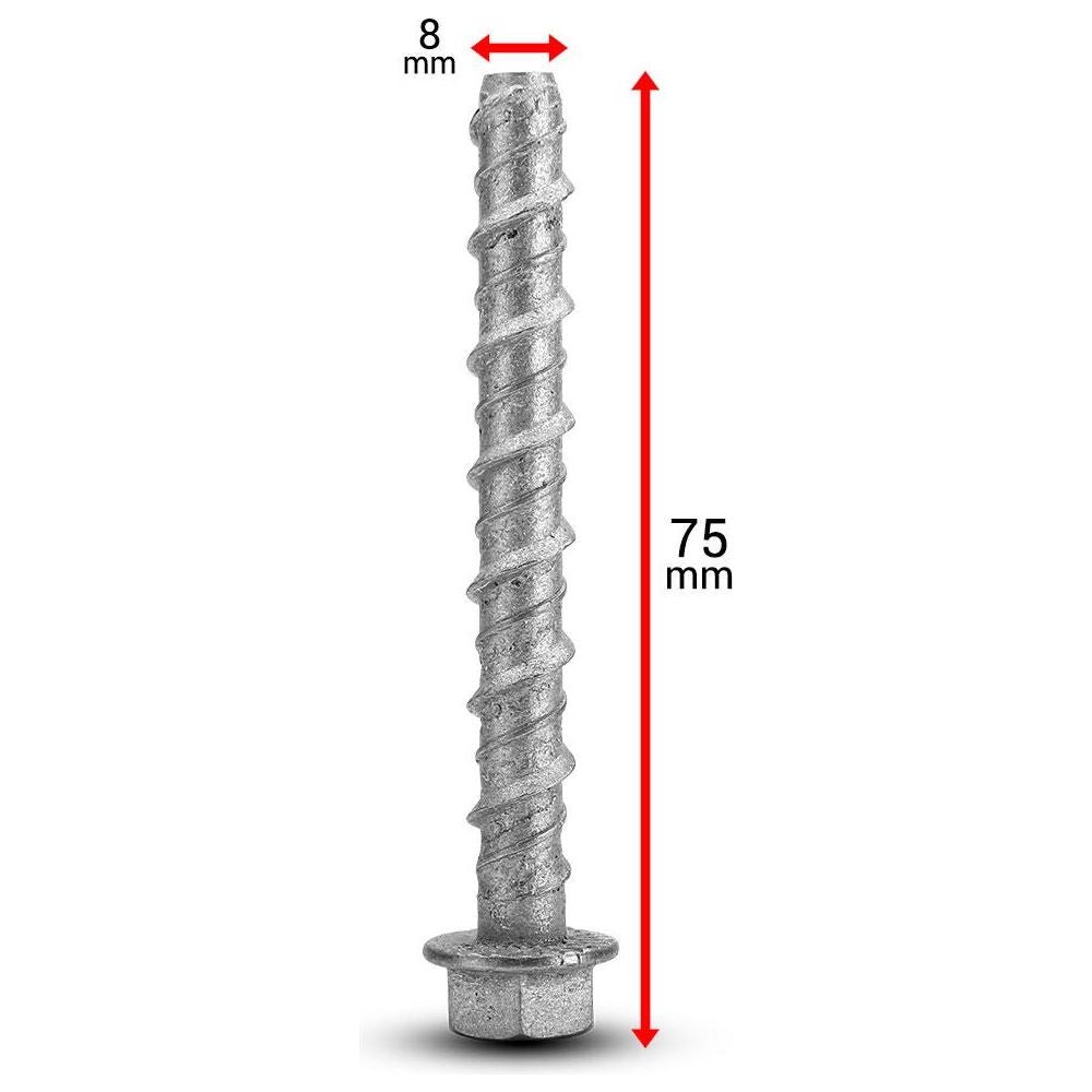 Screw Bolt - Galvanised - 8 x 75mm 0.175 kg
