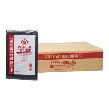 120 Litre Premium Garbage Bag Bin Liners - 4 Packs x 25 10.5 kg