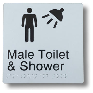 Braille Sign - Male Toilet & Shower - 180x180mm 3.5 kg