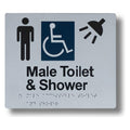 Male Toilet & Shower (Accessible) Sign 3.5 kg size-and-type Male Toilet & Shower (Accessible) LH - 210x180mm BS-MTA-S-LH