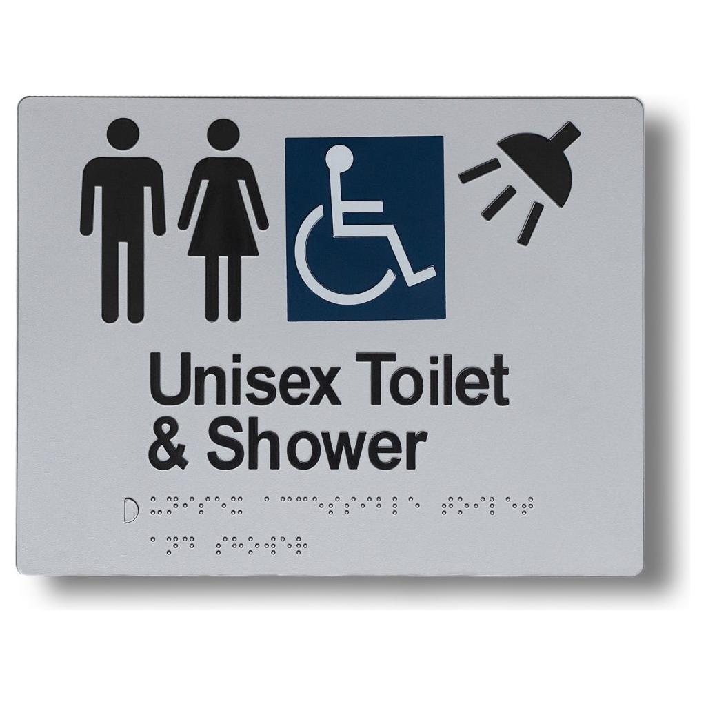Unisex Toilet & Shower (Accessible) Sign - 235x180mm 3.5 kg type Unisex Toilet & Shower (Accessible) LH BS-UTA-SLH