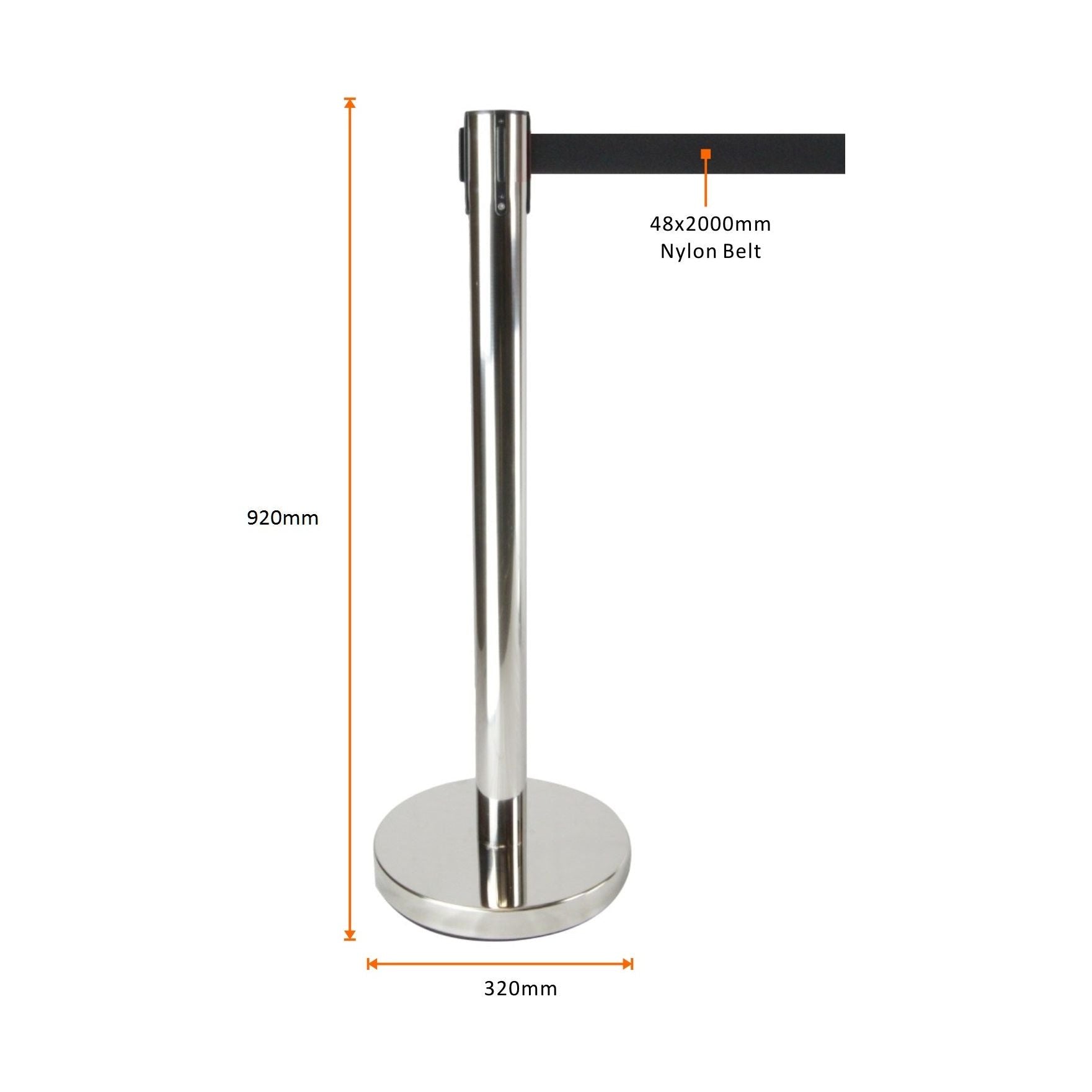 Crowd Control Barrier - Stainless Steel | Black Belt