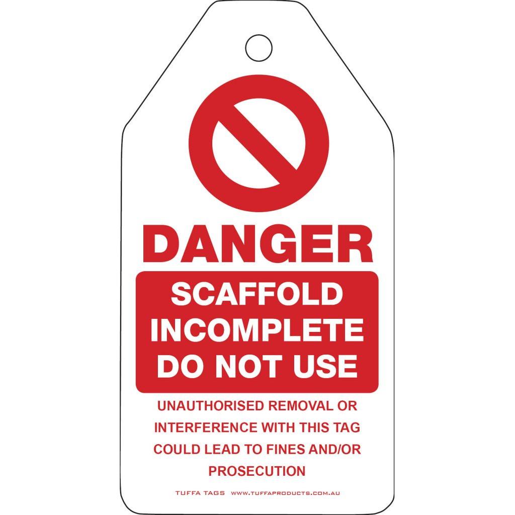 Danger Scaffold Incomplete Tags (packs of 100)