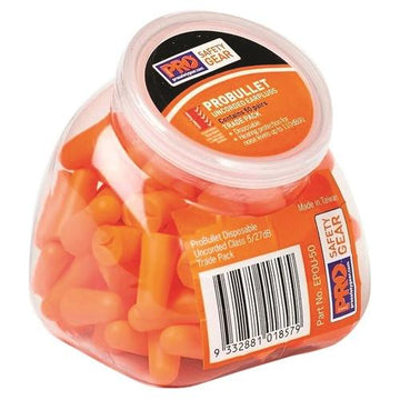 Pro-Bullet PU Earplugs uncorded 50 Pairs | Resealable Tradie Pod 1.75 kg