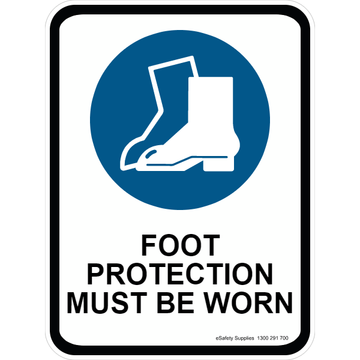 Mandatory Sign - Foot Protection Must Be Worn 3.5 kg 300mm x 450mm Material Poly ES-MSFPMBW-P-300X450