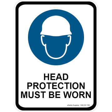 Mandatory Sign - Head Protection Must Be Worn 3.5 kg 300mm x 450mm Material Poly ES-MSHDPMBW-P-300X450