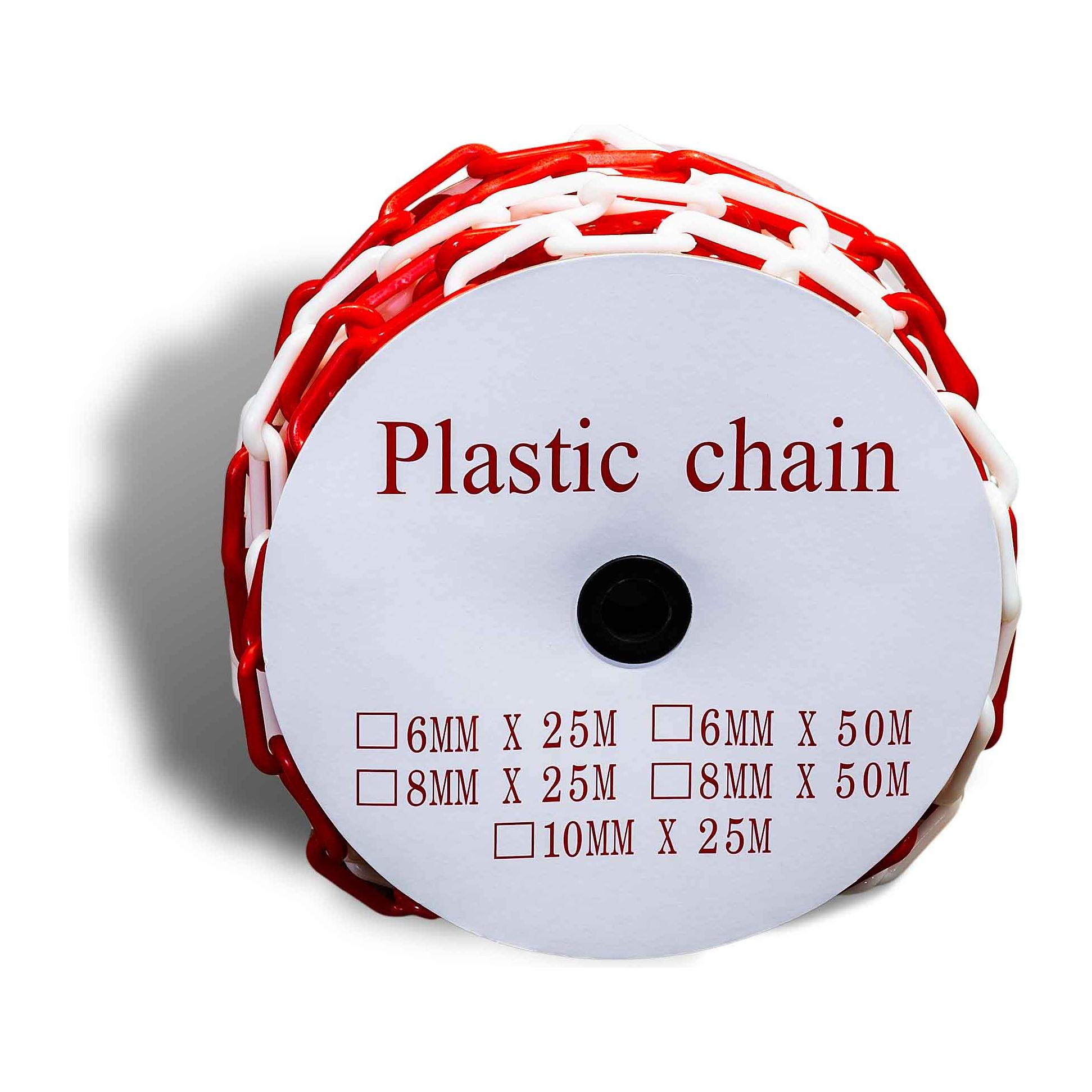 Plastic Chain Roll | Red & White - 8mm Dia x 25m