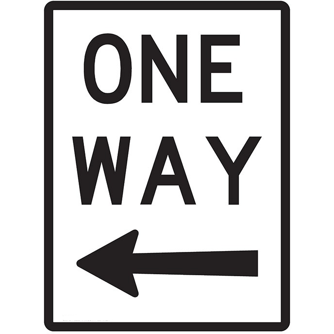 One Way Sign Left Arrow - 450x600mm - R2-2L 1.75 kg
