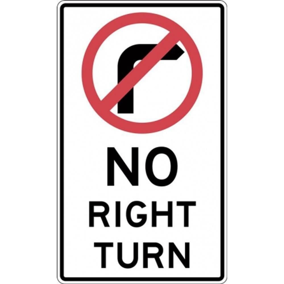 No Right Turn Sign - 450x900mm 0.7 kg