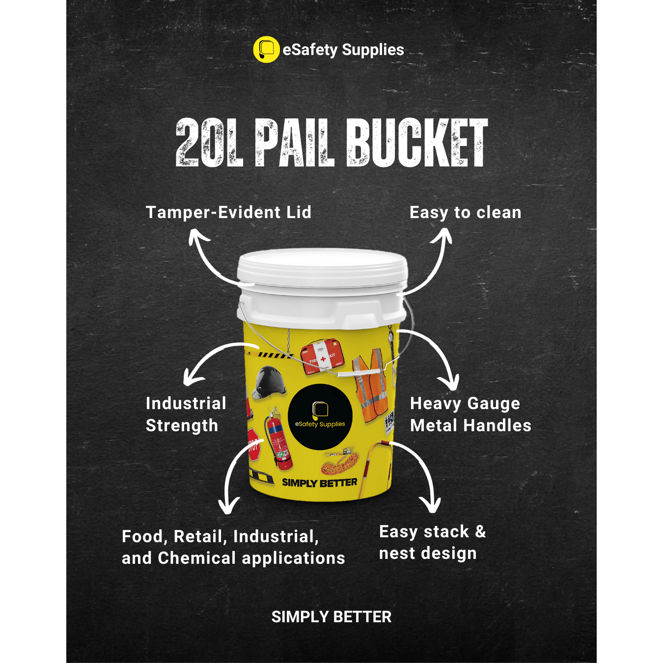 Pail Bucket & Lid 17.5 kg size 12.5L VP12.5LWH