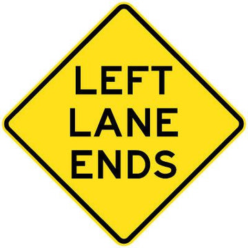 Left Lane Ends Sign - 750x750mm 0.7 kg