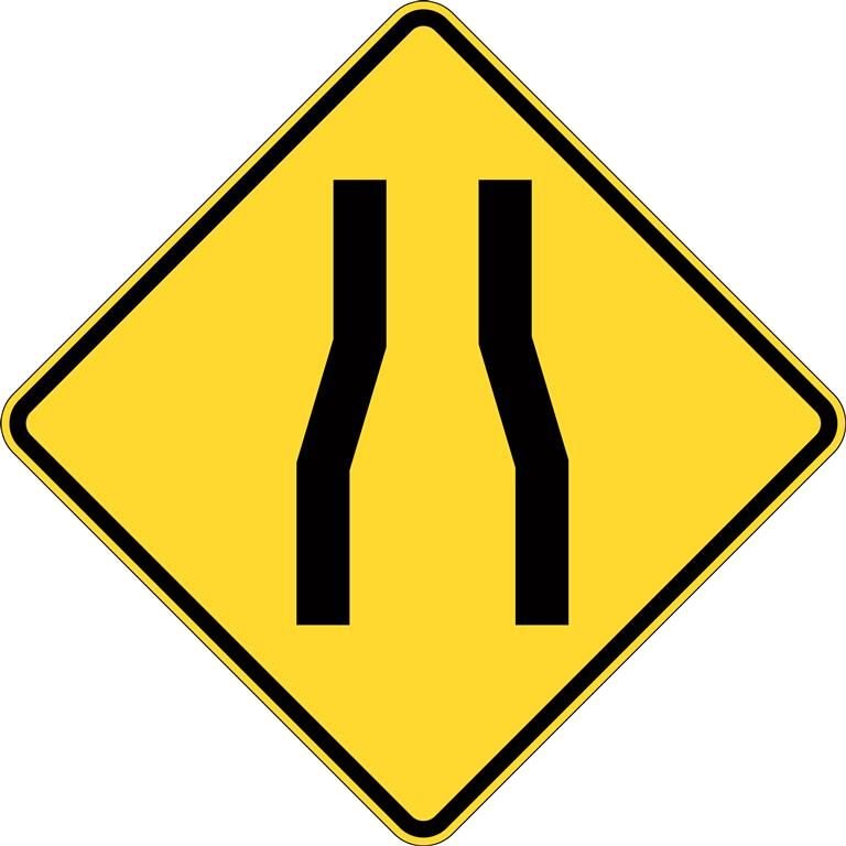 Road Narrows (Symbolic) Sign - 600x600mm 1.4 kg