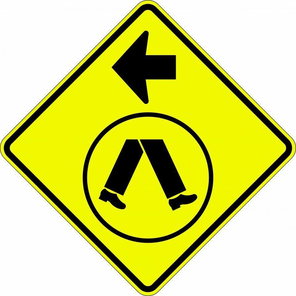 Pedestrians Crossing Left (Symbolic) Sign - 600x600mm 0.7 kg