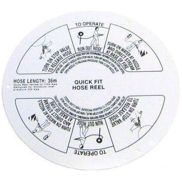 Fire Hose Reel Instruction Disc | 31.5cm Dia. 0.35 kg