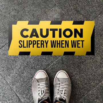 Caution Slippery When Wet Floor Sticker - 450 x 180mm