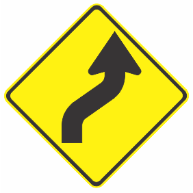 Right Reverse Curve Sign - 600x600mm 0.7 kg