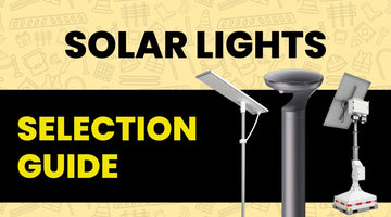 solar lights selection guide showing solar bollard light and solar street light for pathways carparks and industrial sites
