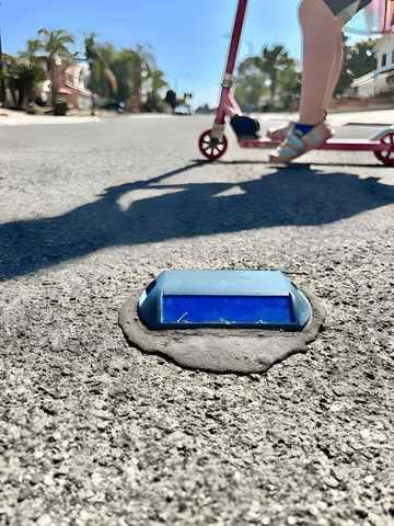 blue road reflectors