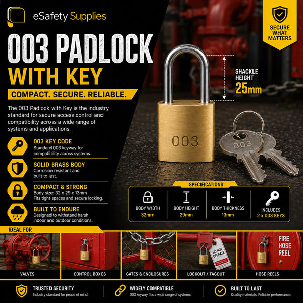 003 Padlock & Key - 25mm Shackle