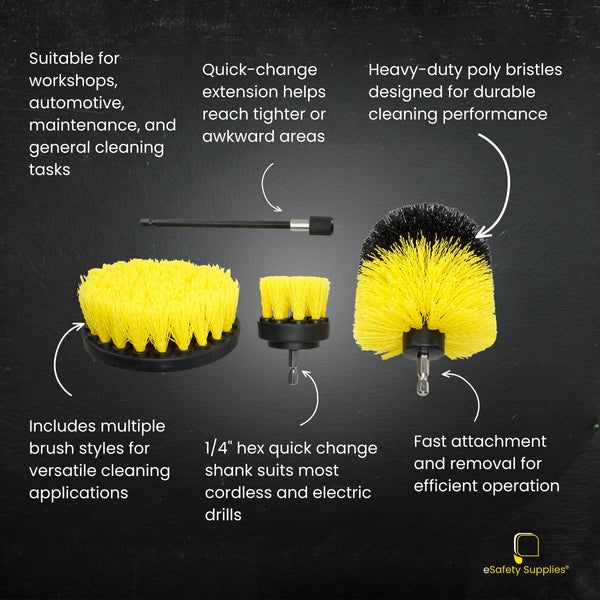 The heavy-duty bristles are designed to withstand high friction and chemical exposure, providing aggressive cleaning power without the fatigue of hand scrubbing.