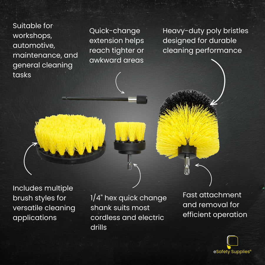 The heavy-duty bristles are designed to withstand high friction and chemical exposure, providing aggressive cleaning power without the fatigue of hand scrubbing.