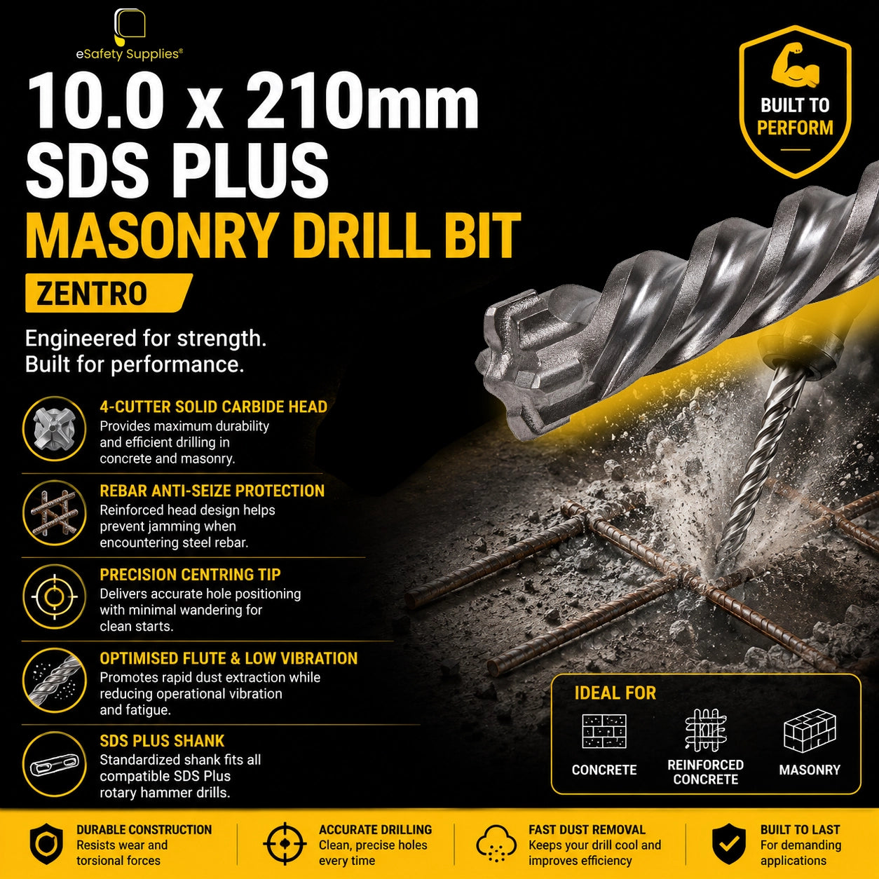 10.0 x 210mm SDS Plus 
Masonry Drill Bit - Zentro