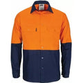 DNC 3733 155gsm T2 Vertical Vented Cotton Drill Shirt Long Sleeve Orange Navy 2.1 kg Orange/Navy