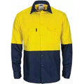 DNC 3781 190gsm T2 Vented Cotton Drill Shirt Long Gusset Sleeve Yellow/Navy 2.1 kg