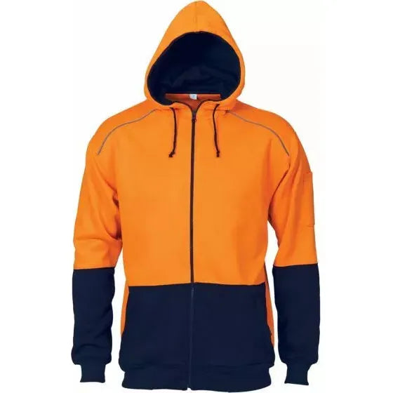 DNC 3728 300gsm Poly Cotton Contrast Piping Fleecy Hoodie Orange Navy 2.1 kg Orange/Navy