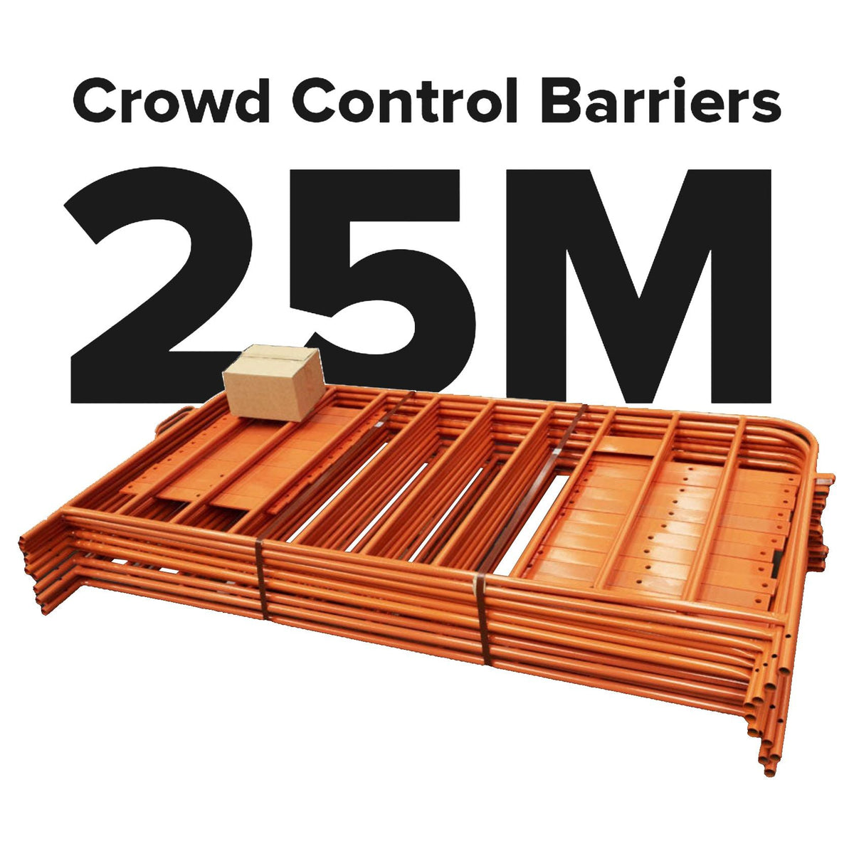 25m Pack of 2.2m Orange Crowd Control Barriers 700 kg
